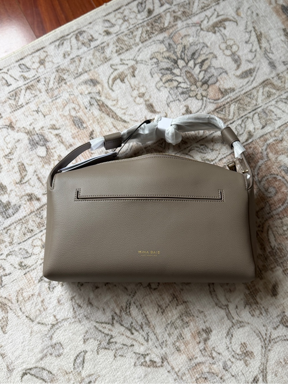 Mira Rae Taupe Leather Shoulder Bag